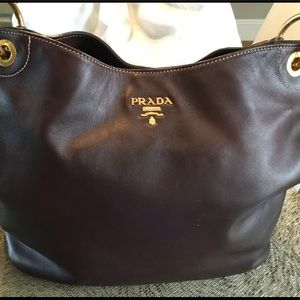Prada Tobacco Leather Hobo Bag
